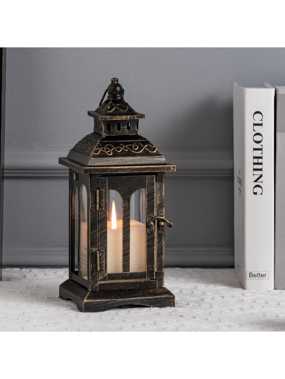 Vintage Metal Candle Lantern - Decorative Indoor/Outdoor Hanging Light for Home